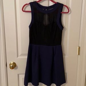 Navy and black lace skater BCBG dress